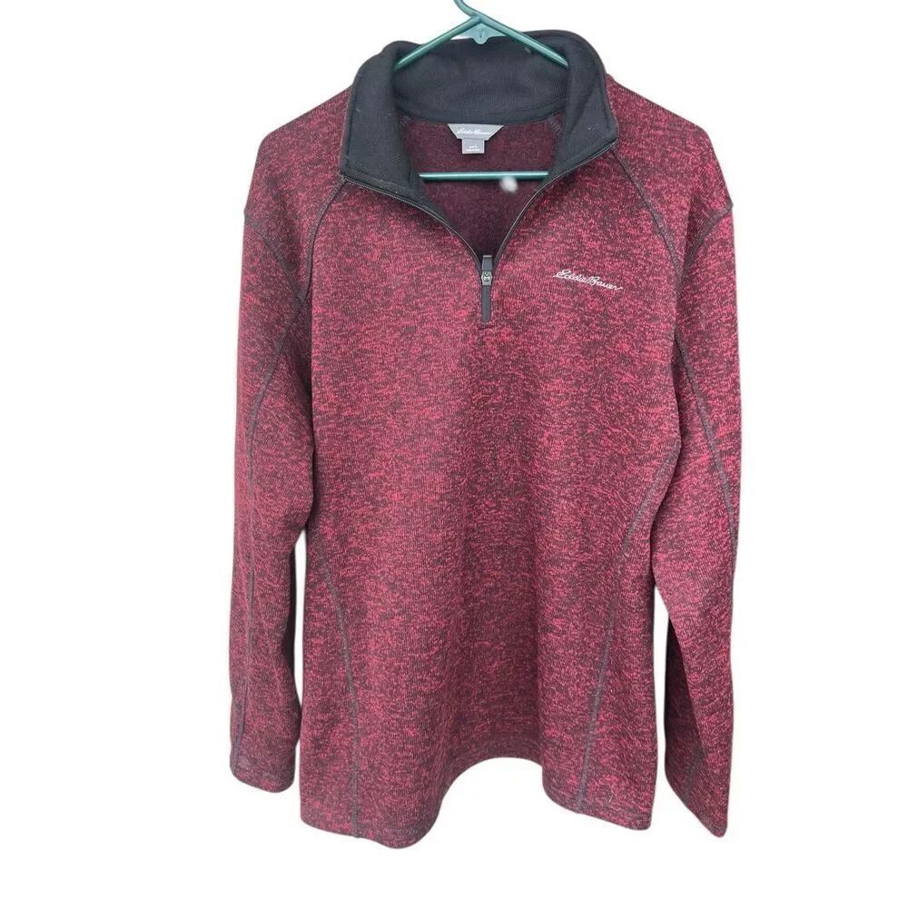 Eddie Bauer Men's Large Radiator Fleece 1/4-Zip Pullover maroon cozy
